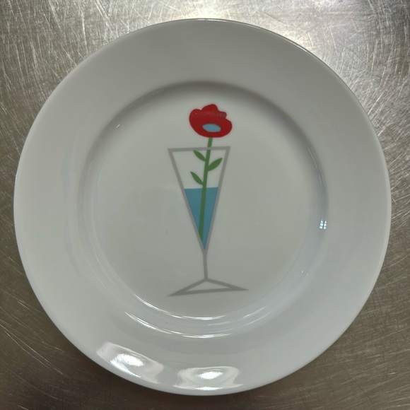 Crate & Barrel-Colorful Flowers In Cocktail Glasses-6.75” Appetizer Plates - Picture 2 of 8